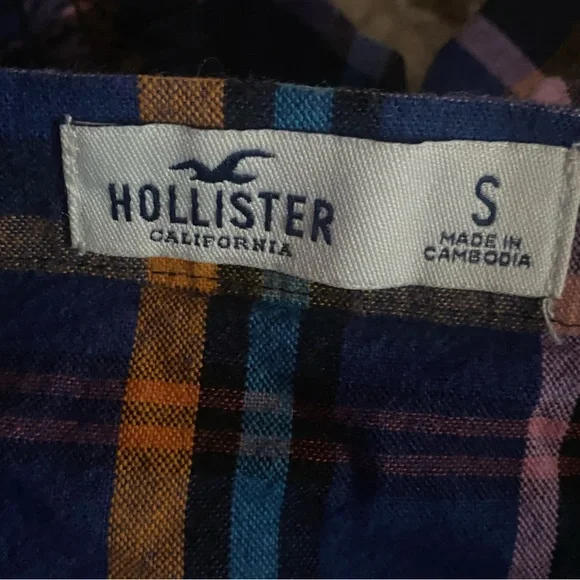 Hollister Crop Top Size Small Multicolor Plaid Adjustable Strap Festival Smocked - Picture 5 of 5